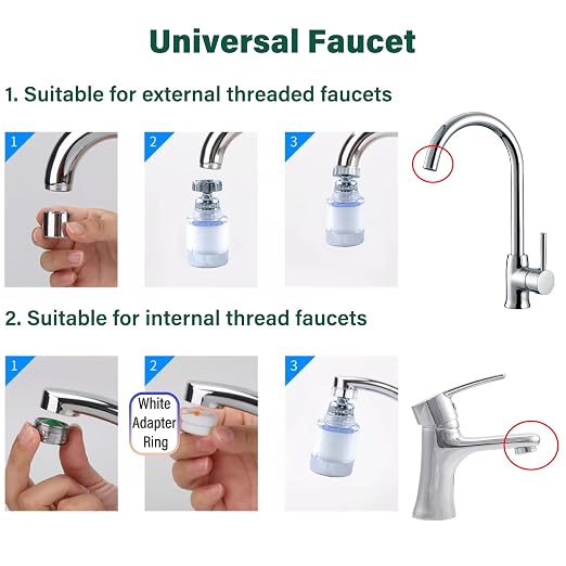2-Pcs Sink Water Faucet Filter, 360 Degree Rotating Faucet Filter Water Filter - Image 8