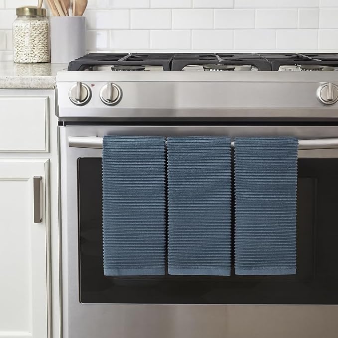 Slate Blue Gray Kitchen Hand Dish Towels, 100% Cotton - Image 3
