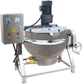 Jacketed Kettle 26.5Gallon Jacketed Kettle Large Electronic Tilting Sugar Jam Gas Boiling Machine Commercial Electric Jacketed Pot with Stirring and Edge Scraping 220V 60HZ Three-phase 1100W