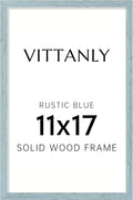 Vittanly 11x17 Picture Frame, Solid Wood Frame with Plexiglass, Includes 8x12 Mat, Wall Hanging for Photos, Home Decor, Rustic Blue, 1 Pack