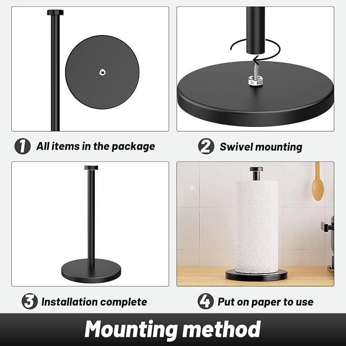 VEHHE Paper Towel Holder Countertop, 4 Non-Slip Suction Cups, Weighted Base - Image 5