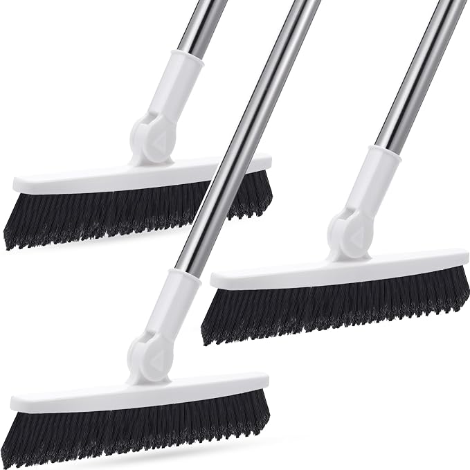 3 Pack Grout Scrub Brush with Long Handle, Heavy Duty | 35'' Stiff, 180° by Maxdot