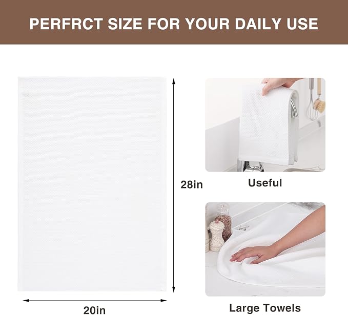 Homaxy 100% Cotton Oversized Waffle Weave Kitchen Towels 8-Pack, Ultra Soft - Image 3