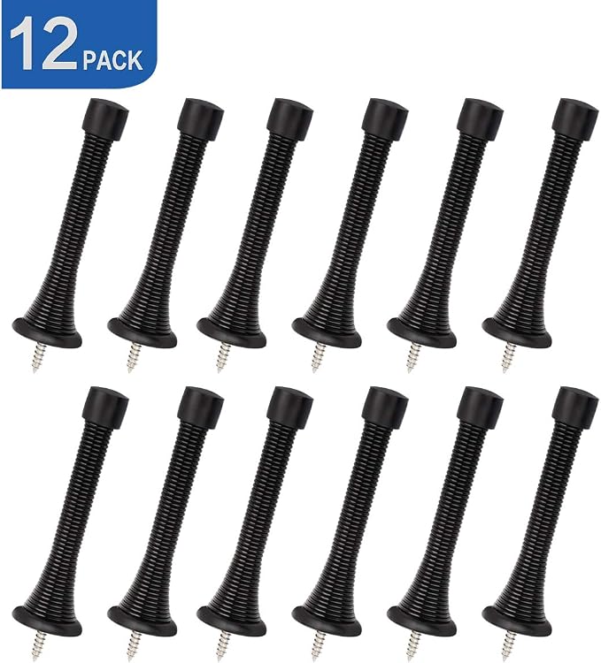 HOMOTEK 12 Pack Black Spring Door Stops, 3-1/8" Heavy Duty - Image 7