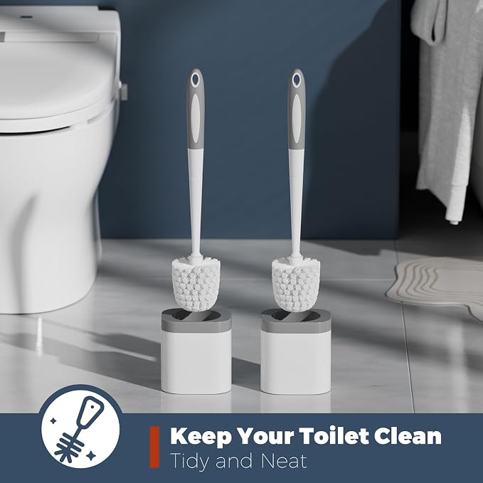 Holaloha Toilet Brush and Holder Set, Space Saving, 2 Pack, Ergonomic Silicone - Image 4