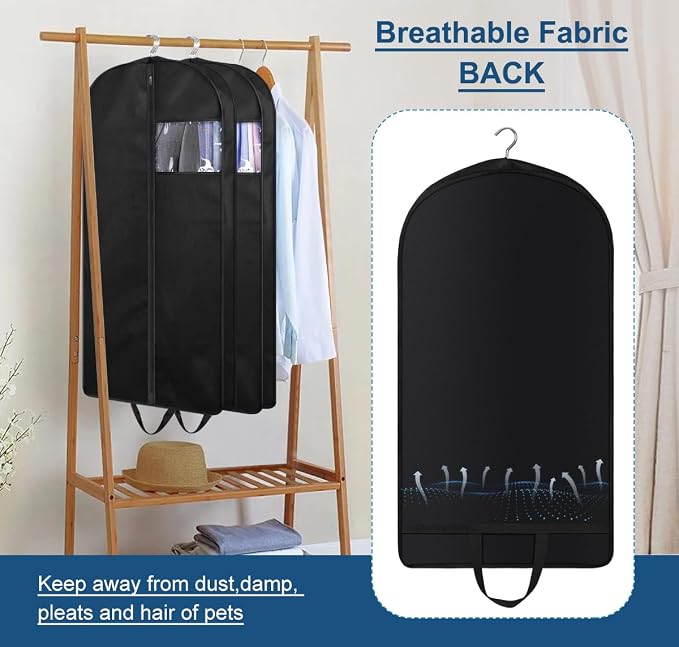 KIMBORA 43" Suit Bags for Closet Storage and Travel, Gusseted Hanging Garment - Image 5