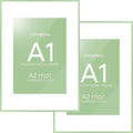 Homeforia A1 Poster Frame Sage Green, High End Metal A1 Large Picture Frames with Mat A2 Photo, 23.4 x 33.1 Frames Matted to 16.5 x 23.4 Print, 23.4x33.1 Thin Frame, Tempered Glass, Wall Kit, Set of 2