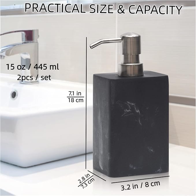 15 Oz Marble Style Resin Soap Dispenser - Image 3