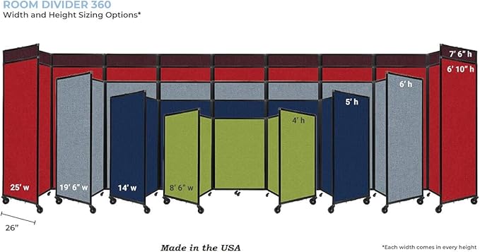Versare Polycarbonate Room Divider 360 Portable Wall Partition | Freestanding Office Dividers | Locking Wheels | Privacy Screen Panels - 14' x 7'6" Opal Thermoplastic Polymer