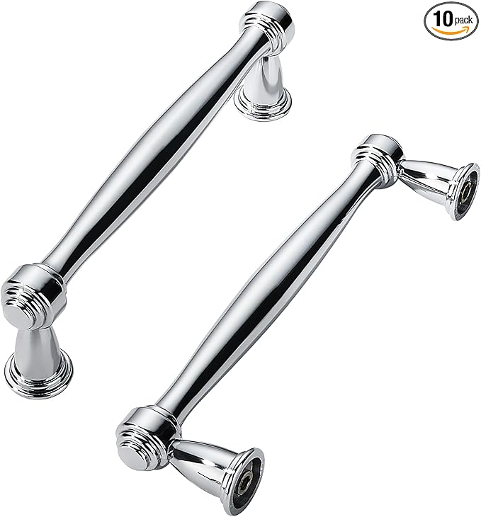 khtumeware 10 Pack 3 Inch(76mm) Vibrant Polished Chrome Cabinet pulls Kitchen Cabinet Handles Kitchen Cabinet Hardware for Cupboard Drawer Handles Dresser Pulls