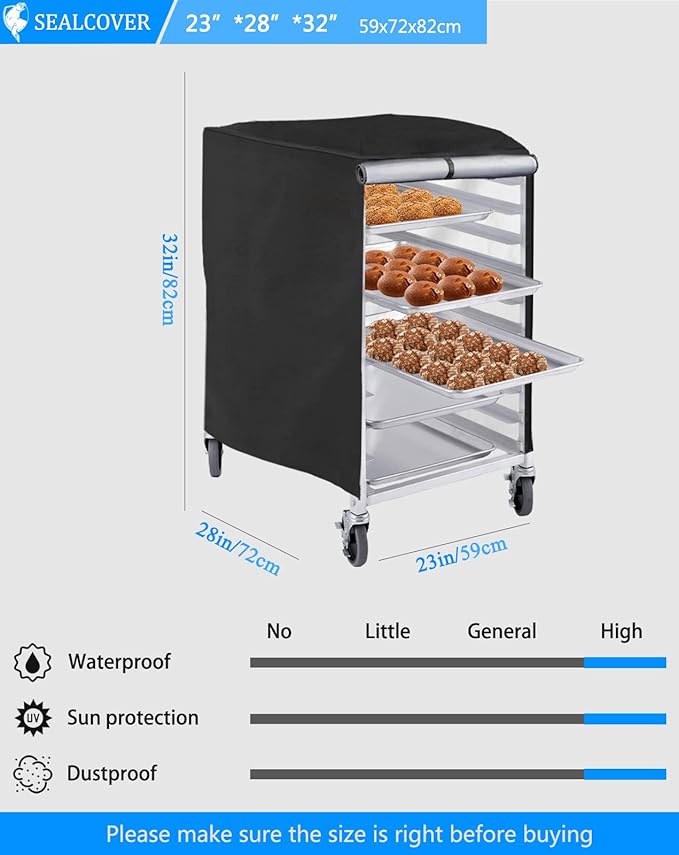 Grehge n Pan Rack Cover, 23x28x32in High Density Waterproof and Dustproof Bread Rack Cover, Bakery Single Rack Covers.