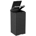 Outdoor Trash Can with Lid, Outdoor Trash Bin & Pull-Out Liquid Drawer, Dual Lid Closure Design, Waterproof Resin Garbage Can Container for Patio, Backyard, Deck (Black, 38Gallon)