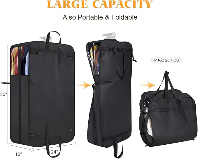 Univivi Garment Bag for Moving, Heavy Duty Suit Bag, 50 Inch, Non-woven Fabric - Image 2