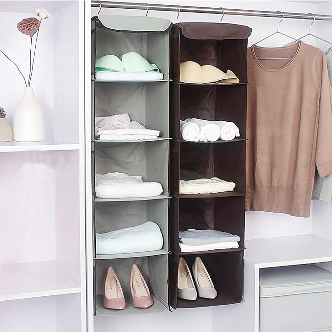 5 Shelves Hanging Closet Organizer, 2 Pack Hanging Storage - Image 4