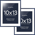 Homeforia 10x13 Picture Frame Navy Blue, High End Metal 10x13 Wall Hanging Frame with Mat 8.5x11, 10 x 13 Poster Frames Matted to 8.5 x 11 inch Photo, 10by13 Frames, Tempered Glass, Wall Kit, Set of 2