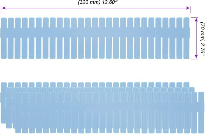 JOIKIT 60 PCS Blue Plastic DIY Grid Drawer Dividers, Adjustable Organizer - Image 2