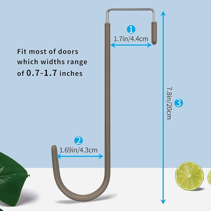 FYY Over the Door Hooks, Single-Hanger 4 Pack, Fits Doors 1.6" Brown | Heavy - Image 2