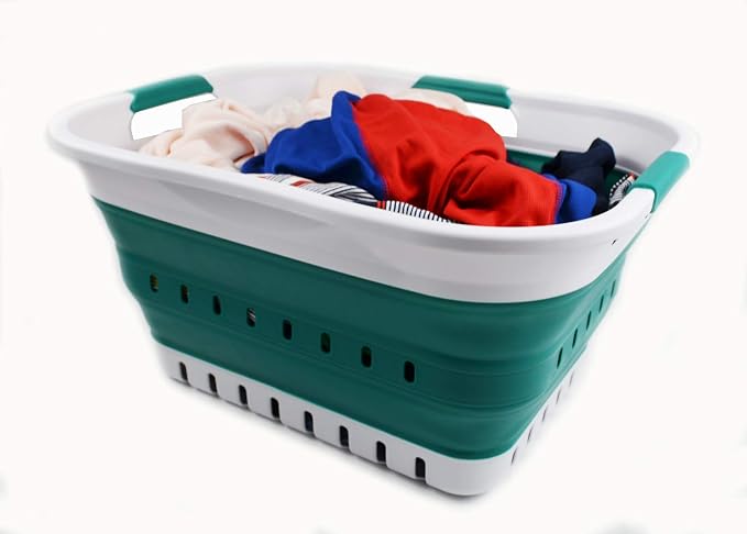 SAMMART 30L Collapsible 3 Handled Plastic Laundry Basket - Image 5