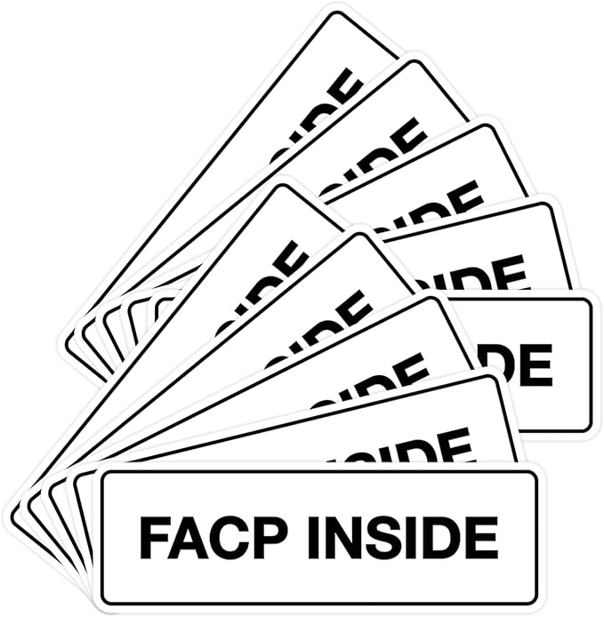 Signs ByLITA Standard FACP Inside Sign | Fire Safety Signage (White) - Medium 10 Pack