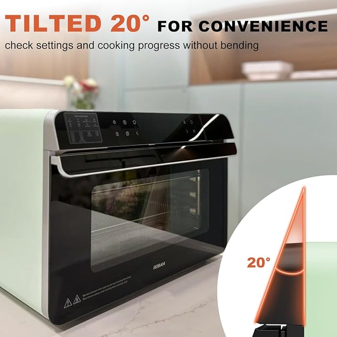 ROBAM Toaster Steam Combi Oven, Countertop Air Fryer 20-in-1 Oven with Convection & Grill, Stainless Steel Interior, 3-Layer Insulated Glass Door, 3 Steam Modes, 30 Built-In Recipes (Blue)