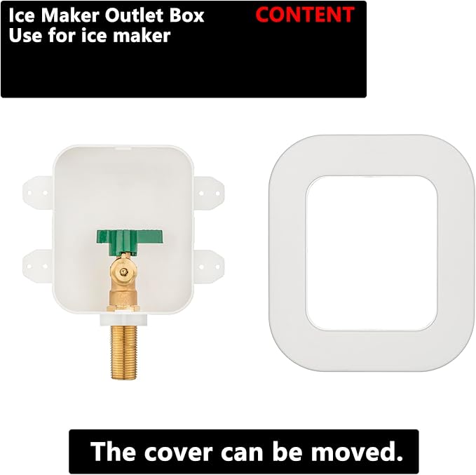(1 Pack) Lidertik 1/2 NPT inch Thread or Sweat Pre-Assembled Ice Maker Outlet Box Valve 1/4 inch Recessed Refrigerator Water Line Wall Box with Shut Off Valve LI-ZBQH-510-LK