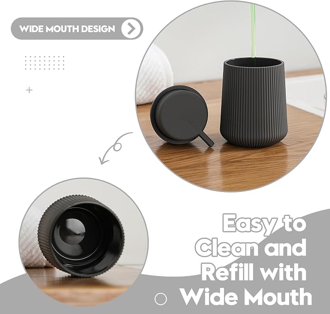 YAUKPH Striped Foaming Hand Soap Dispenser Dark Gray | Leak-Proof Pump - Image 6