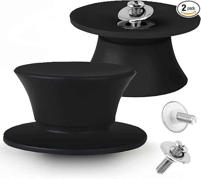Anaeat Universal Pot Lid Replacement Knobs - Heat Resistant Silicone Pan Lid Holding Handles, Soft Non-Slip Knob for Kitchen Cookware Lid & Cover (2 Pack Black)