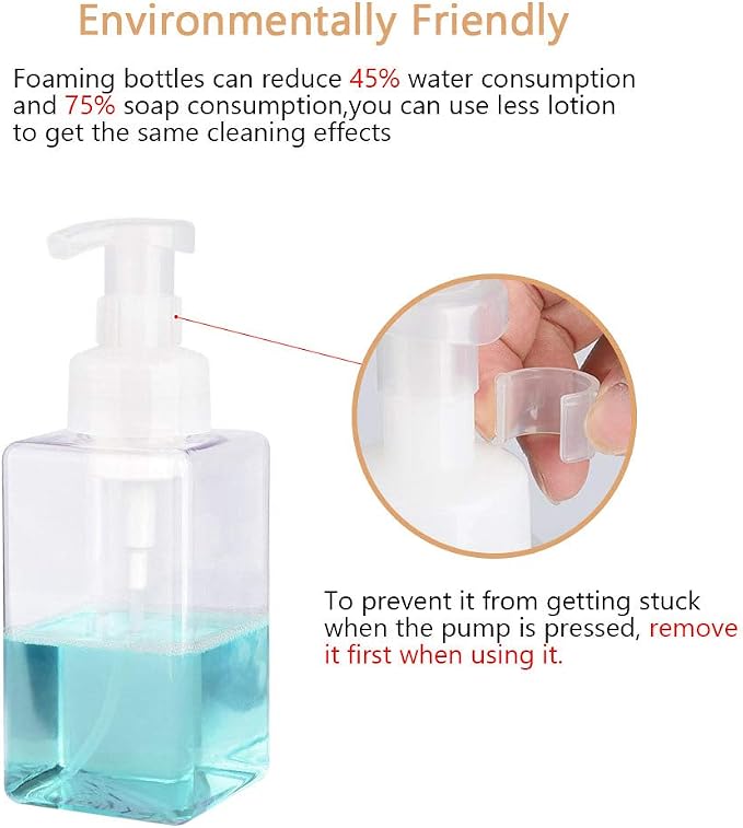 Foaming Soap Dispenser, 15oz Plastic Refillable Pump Bottle, 2 Pack, Shampoo & - Image 2