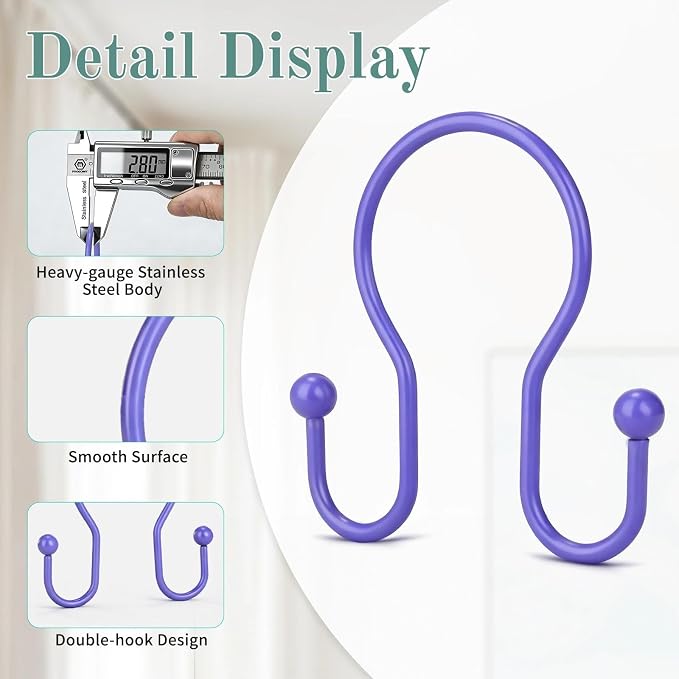 Shower Curtain Hooks, Stainless Steel Shower Curtain Hangers, Metal Shower - Image 4