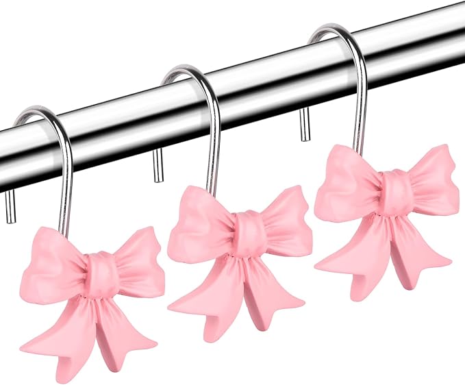 12 pcs Bow Knot Shower Curtain Hooks, Home Decorative Shower Curtain Rings - Image 5