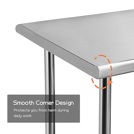 Stainless Steel Table for Prep & Work 24x48 inches,4ft, Commercial Heavy Duty Table with Undershelf for Restaurant, Home,Hotel Kitchen, Laundry Room, Garage,Workshops