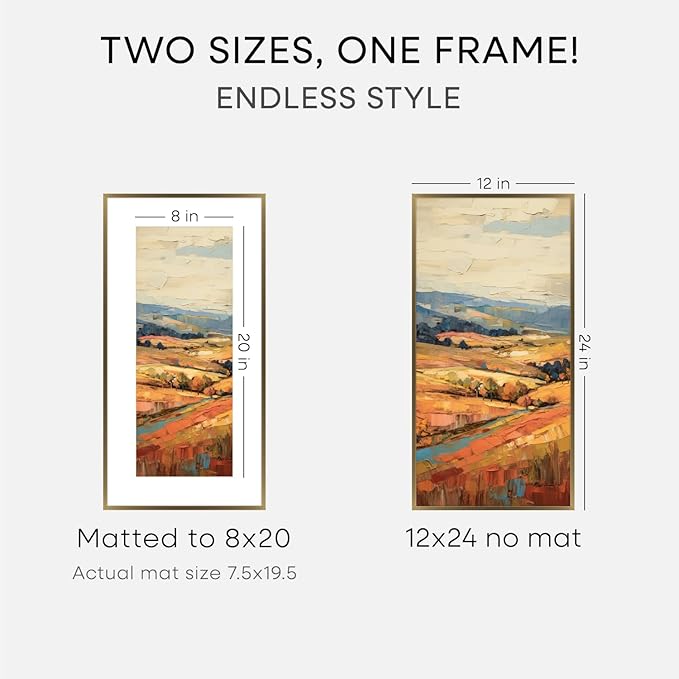 Homeforia 12x24 Picture Frame Bronze, High End Metal 12by24 Brass Poster Frames with Mat 8x20 Photo, 12 x 24 Panoramic Frames Matted to 8 by 20 Print, 24by12 Frames, Tempered Glass, Wall Kit, Set of 3