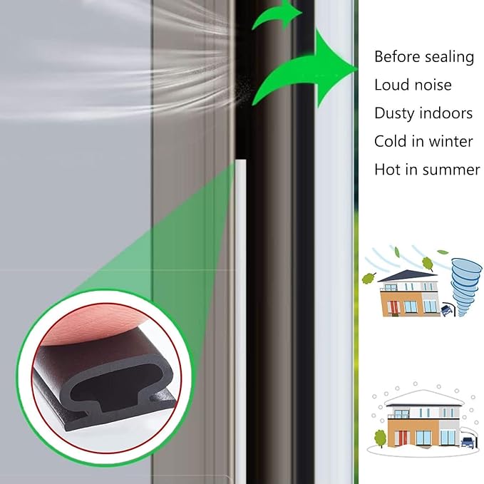 Black Rubber Weather Stripping Door Seal Strip, D Shape Door Weather Seal Strip - Image 5