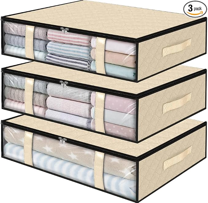 StorageRight Under Bed Storage Bags, 3 Pack, Comforters, Blankets and Seasonal by StorageRight