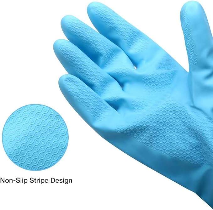 Alimat PluS Kitchen Gloves Latex Free, Cotton Flock Liner, 4 Pairs | Reusable - Image 4