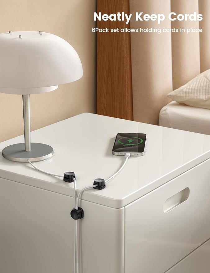 Lamicall 6Pack Cord Organizer, Spring Cable Holder Clips - Image 3