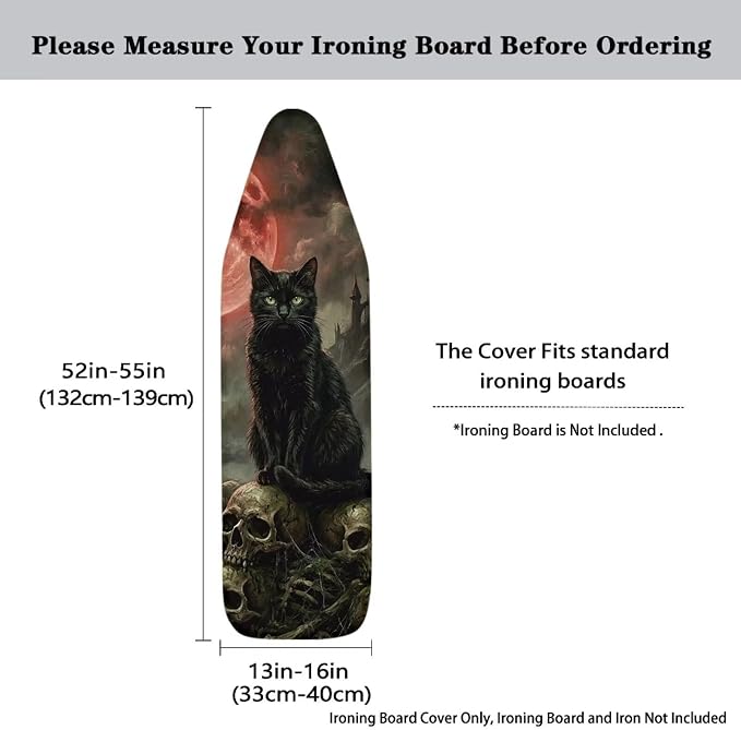 Black Cat Ironing Board Cover Halloween Full Size Scorch Resistant Padding Heat - Image 5