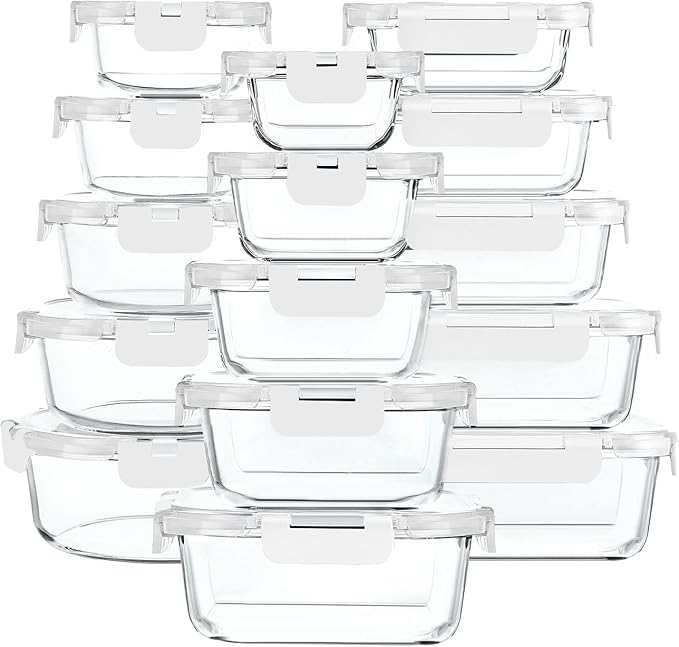 M MCIRCO 30 Piece Extra Large Glass Food Storage Containers by MMCIRCO