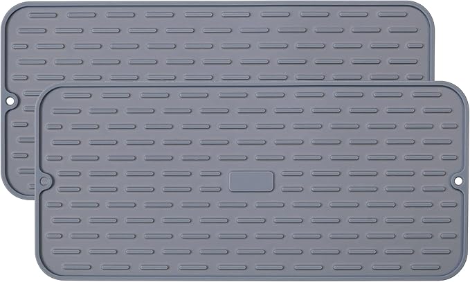 To encounter Silicone Dish Drying Mat -Small 17.5" x 8" - Set of 2 Flexible Stemware Drying Mat, Heat Resistant Silicone Trivet, Countertop Mat, Dish Draining Mat, Sink Mat