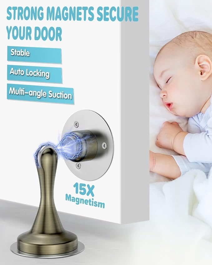 Door Stoppers Magnetic Door Catch, Stainless Steel Magnetic Door Stop 2 Pack - Image 2