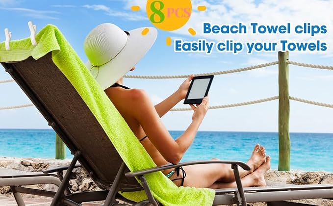 Extra Large Beach Towel Clips for Beach Chairs Clothes Pins | 5.1 Inch Towel - Image 3