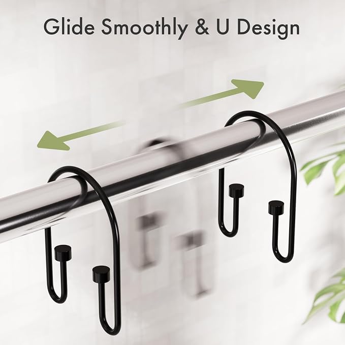AmazerBath Shower Curtain Hooks, Metal Shower Curtain Hooks Rings, Double - Image 7