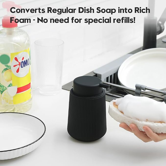 YAUKPH Striped Foaming Hand Soap Dispenser Black | - Image 5