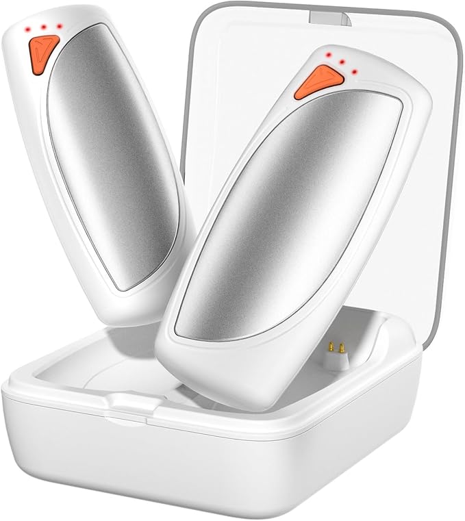 Hand Warmers Rechargeable with Charge Case, 2 Packs 14,000mAh Electric Hand Warmer Battery Powered Dual Sided Reusable Long Battery Life Portable Pocket Heater Gifts for Men Women Golf, Hunting Gear