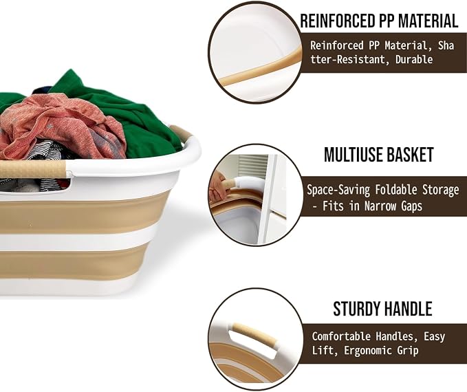 SAMMART 40L Plastic Foldable Laundry Basket/Tub - Image 3