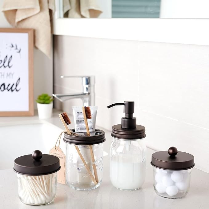 Amolliar Mason Jar Liquid Soap Dispenser, Lotion Dispenser | Rustproof - Image 2