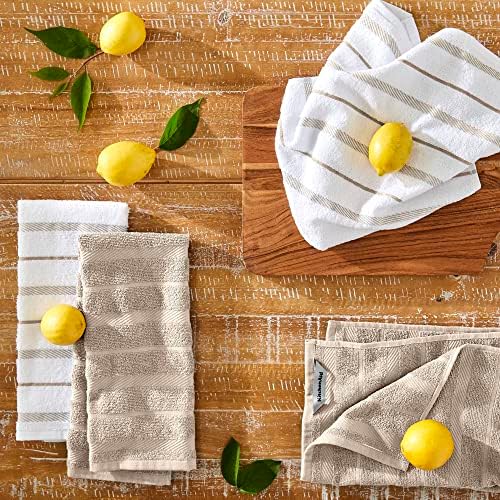 KitchenAid Albany Kitchen Towel 8-Pack Set, Milkshake Tan/White - Image 2