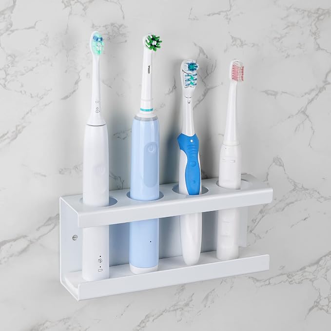 Wall Mounted Electric Toothbrush Holder, 4 Slots Stand by Adorila
