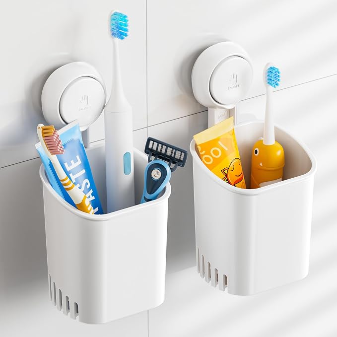 TAILI Suction Toothbrush Holder 2 Pack, Tumblers Replacement Shower Toothbrush by TAILI