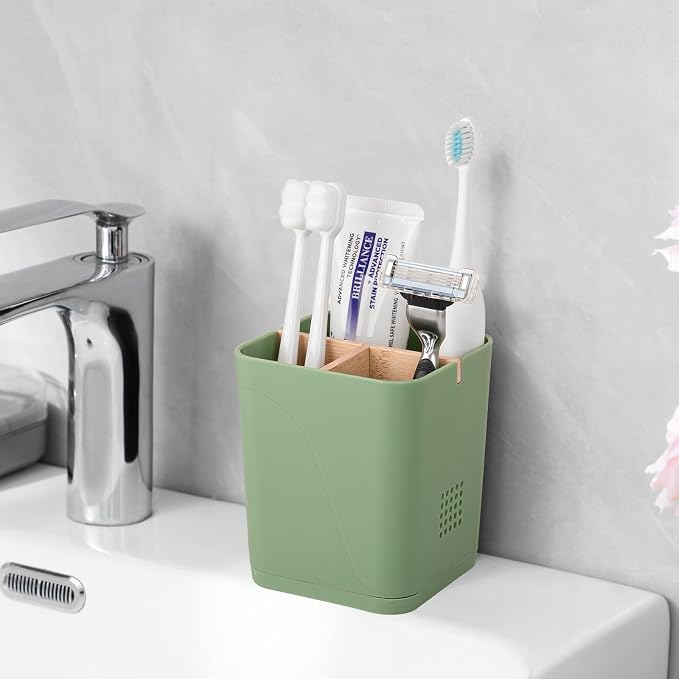 Electric Toothbrush Holder Tooth Brush and Toothpaste Organizer, Drainage Holes - Image 2
